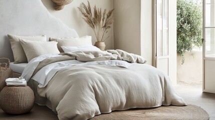 Serene Scandinavian Bedroom with Soft Bedding