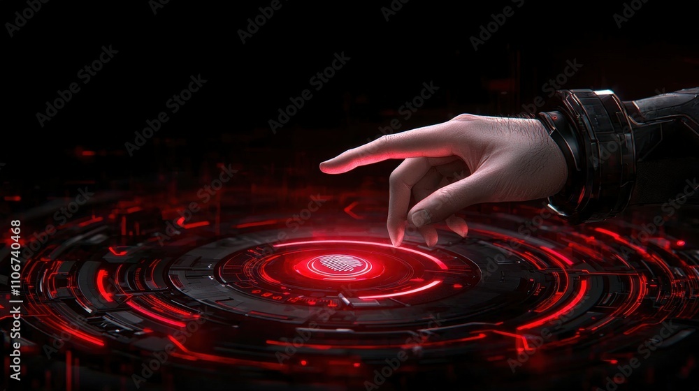 Poster futuristic fingerprint scan secure cyber security access
