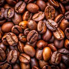 Obraz premium close up view of dark fresh roasted coffee beans