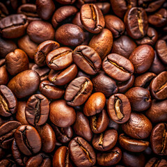 Fototapeta premium close up view of dark fresh roasted coffee beans
