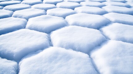 Obraz premium Snowy Geometric Harmony: Interconnected Hexagonal Patterns in Winter Field