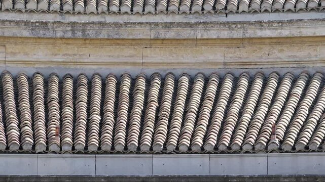 Tile roof at the Palacio de Carlos V, The Alhambra, Granada, Andalusia, Spain
