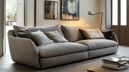 Modern Grey Sofa in Stylish Living Room Setting