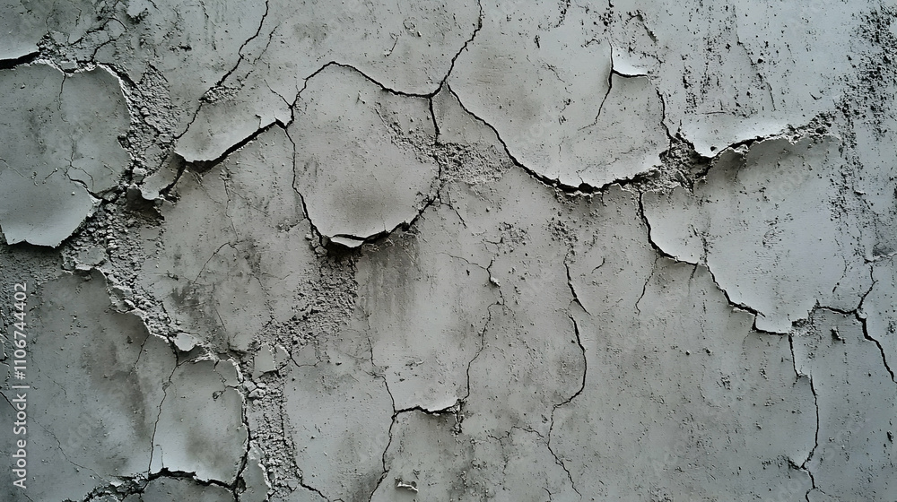 Aufkleber a close-up view of cracked and weathered concrete wall surface, featuring a distressed texture with 