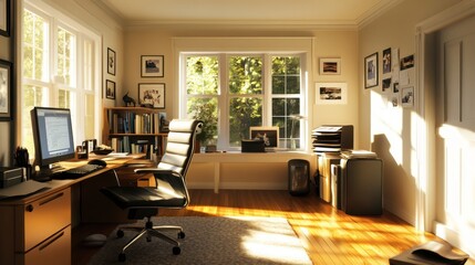 Warm and Inviting Sunlit Study Room