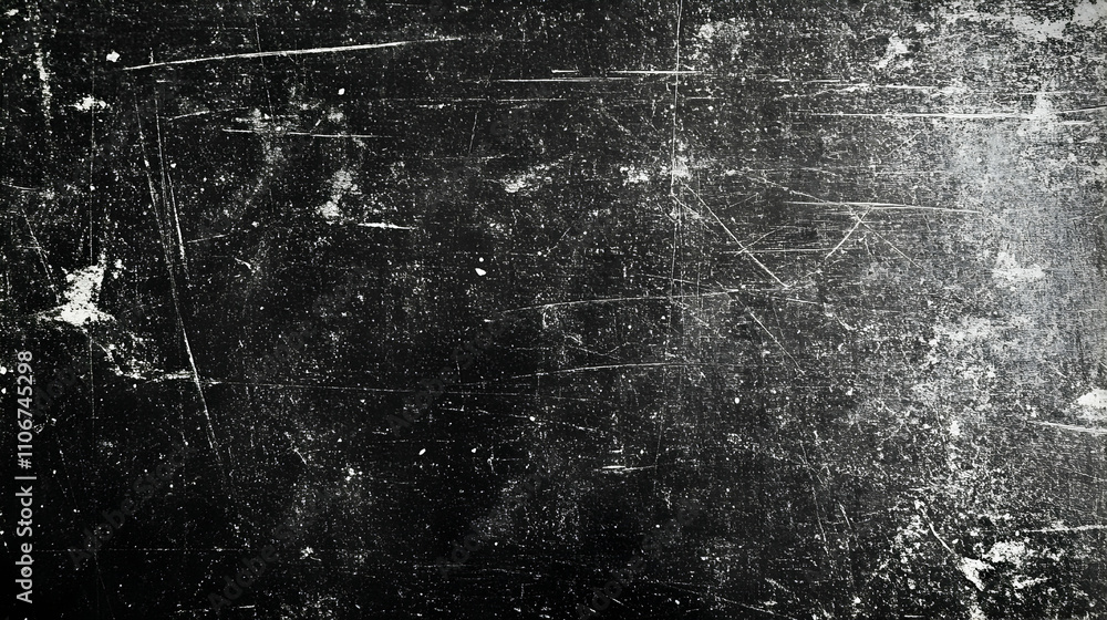 Poster black and white abstract texture with scratches and noise for background design