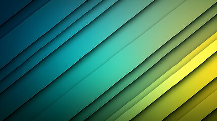 Obraz premium Abstract Diagonal Green and Yellow Stripes with Depth, a Digital Illustration of Overlapping Layers Creating a Modern Geometric Background