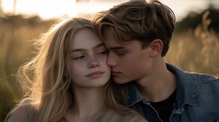 Fototapeta premium Young Couple Sharing a Quiet Moment Together