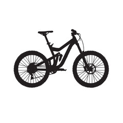 Naklejka premium Black Silhouette of a Mountain Bike on White Background