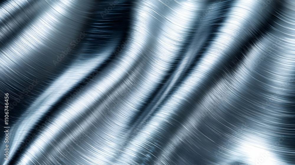 Poster abstract metallic background with wavy lines and brushed texture, ideal for modern designs and futur