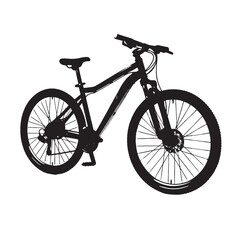 Fototapeta premium Flat Mountain Bike Silhouette on White Background