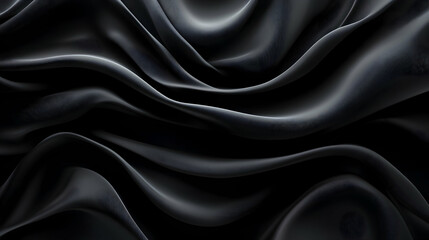 Obraz premium Abstract 3D Render of Black Fabric Draped and Flowing with Smooth and Gentle Waves