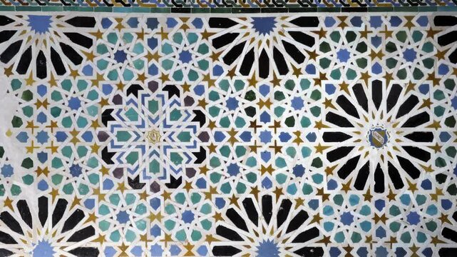 Ceramic wall tiles at the The Alhambra, Granada, Andalusia, Spain