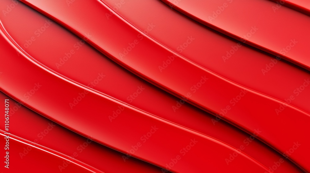 Poster textured red material with flowing curved lines.