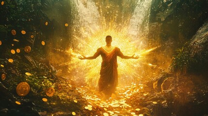 Obraz premium An ultra-realistic and highly detailed image representing the process of enhancing prosperity and abundance through the OdÃºs. 
