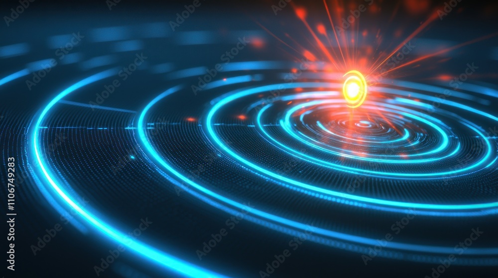 Poster a visual representation of a focus point, with concentric circles converging toward a center point, 