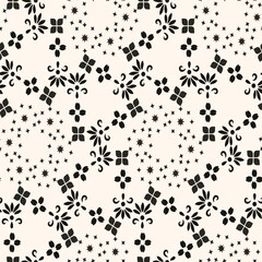 Abstract simple floral gothic style seamless pattern. Elegant minimal monochrome stylish background. Perfect for textile, wallpaper and fabrics.