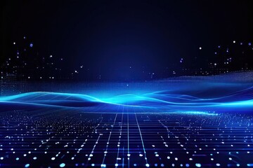 Obraz premium the AI Image Generator, Futuristic Blue Wave Lines On Digital Display Background