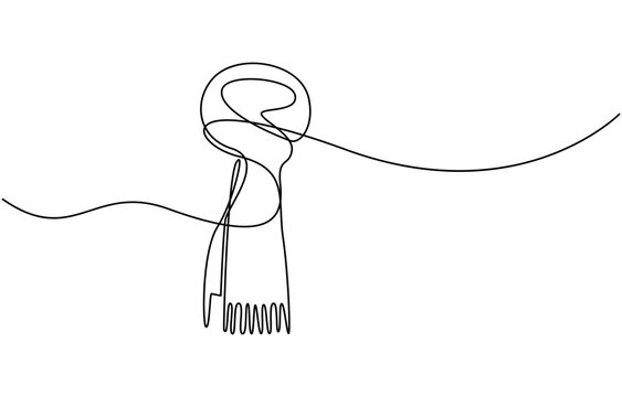 recommend clip art: single continuous line drawing scarf, Autumn scarf continuous one line drawing, single line art element, minimalist sketch line 