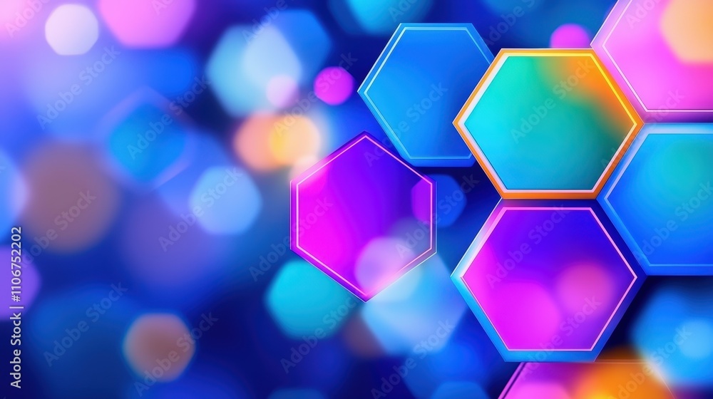 Aufkleber abstract hexagon pattern bright colors geometric background shiny design
