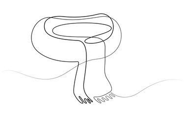 single continuous line drawing scarf, Autumn scarf continuous one line drawing, single line art element, minimalist sketch line 