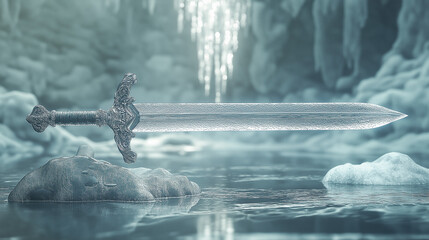 Esotericism, magic, icy crystal knight's sword for ritual