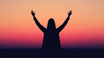 Woman Silhouette Sunset Freedom Peace Gratitude Happiness