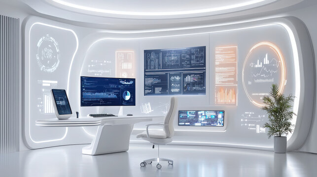 Futuristic home office design with immersive vr innovation hub