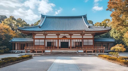Fototapeta premium Traditional Japanese temple with wooden beams and sliding doors
