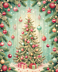 christmas background with christmas tree