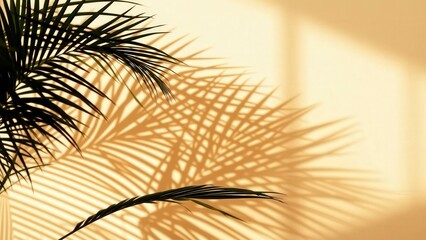 Obraz premium Elegant Palm Leaf Shadows Create Serene Tropical Ambiance, Perfect for Home Decor or Wall Art