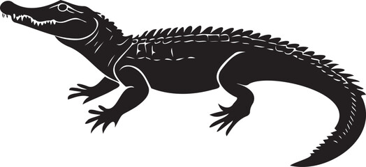 Silhouette of a crocodile crawling