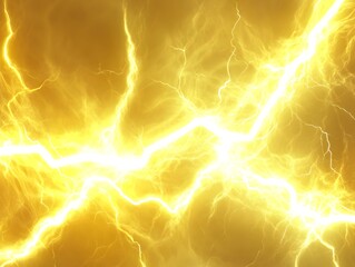 Fototapeta premium Abstract depiction of bright yellow lightning bolts on a glowing background.