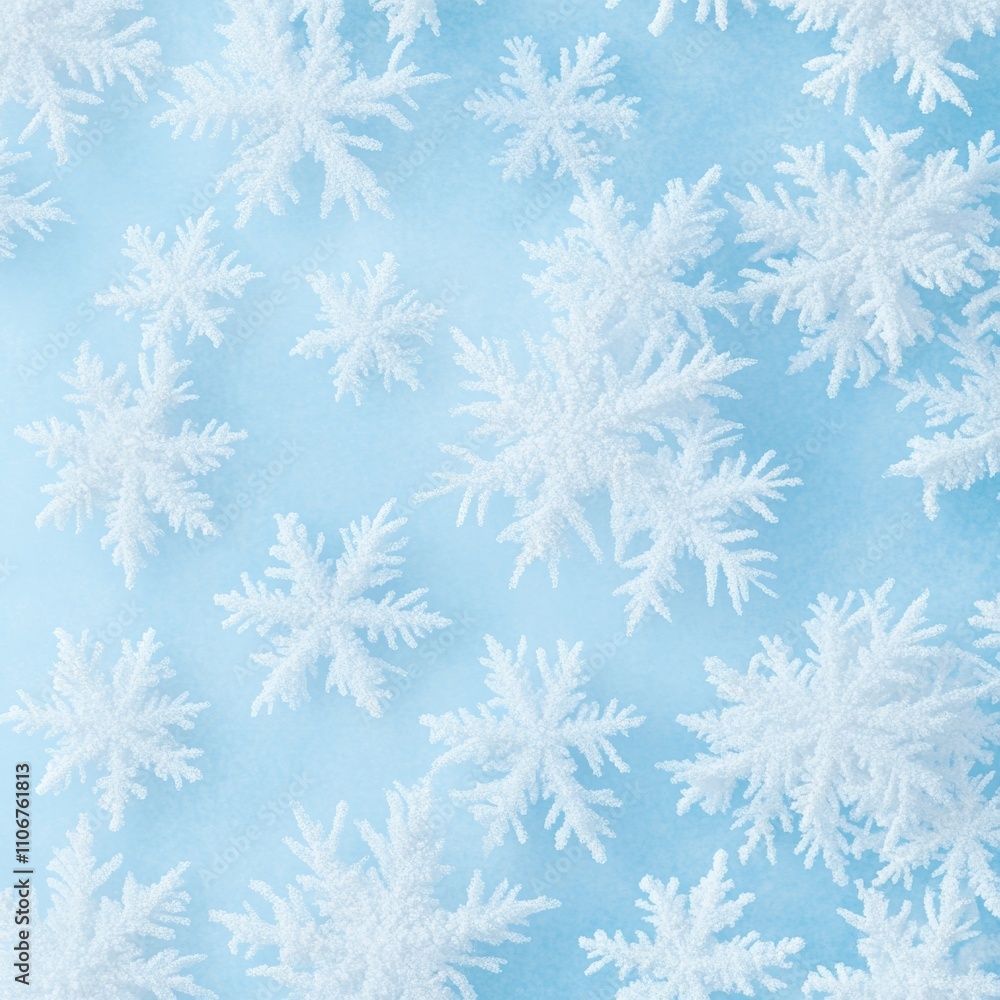 Aufkleber icy blue snowflake pattern with frost textures capturing winters chill
