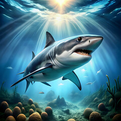 Obraz premium dangerous shark underwater