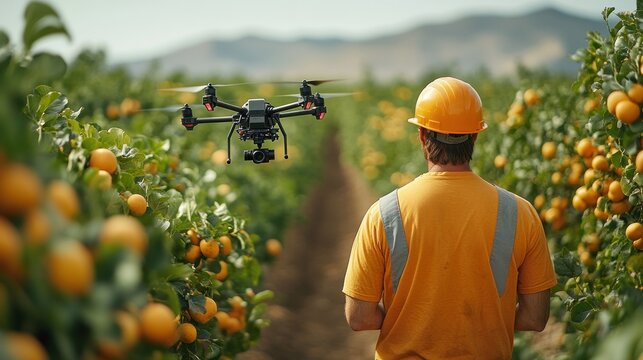 Drone Inspection in Citrus Orchard - Powered by Adobe