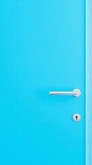 Obraz premium Minimalistic Blue Door with Silver Handle – Realistic Studio Lighting