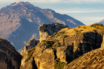 Fototapeta premium Panoramic view of a monastery in Meteora, Greece