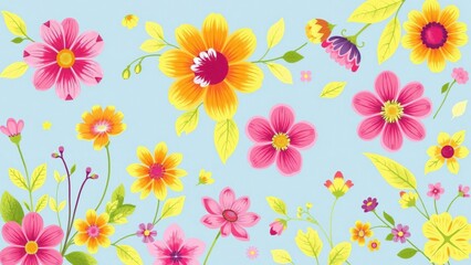 Brighten Up Your Space with Our Vibrant Floral Pattern Wallpaper, Perfect for Adding a Touch of Nature and Joy to Any Room