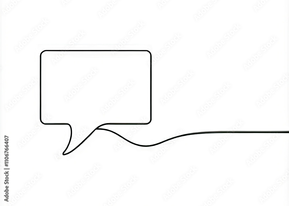 Poster continuous line drawing speech bubble - minimalistic black and white vector illustration for communi