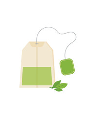 Tea bags isolated on white background concept.