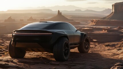 Electric Vehicle Adventure in Rugged Desert Terrain