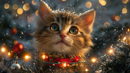 Super cute and lovely Christmas kitten