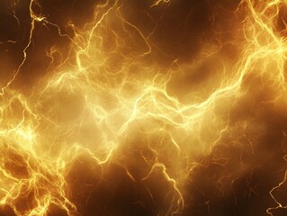 Fototapeta premium Abstract image of dynamic golden lightning bolts on a dark background.