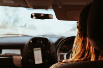 Road trip seen from backseat