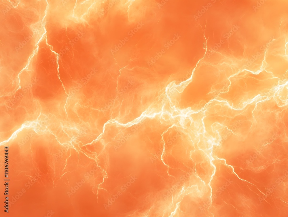 Poster abstract orange background with lightning-like patterns, evoking energy and movement.