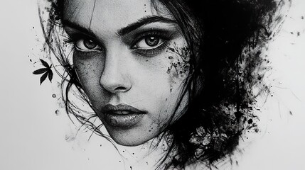 Monochromatic Portrait of a Woman: Dark, Intense, and Captivating