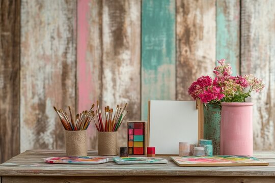 Celebrate Your Unique Talent Day with Vibrant Art Supplies Creative Corner for Holidays Like DIY Day and National Craft Month - Powered by Adobe