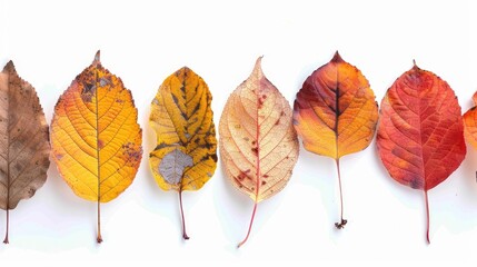 Autumn Leaves on a White Background.