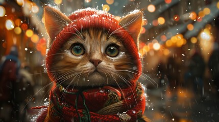 Super cute and lovely Christmas kitten